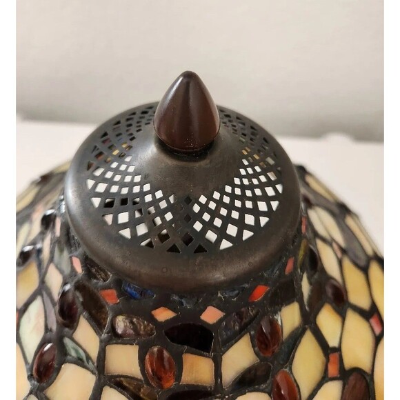 Vintage Tiffany Style Lamp Glass Jewel Wall Mount Light 13"X11.5" - Picture 5 of 10